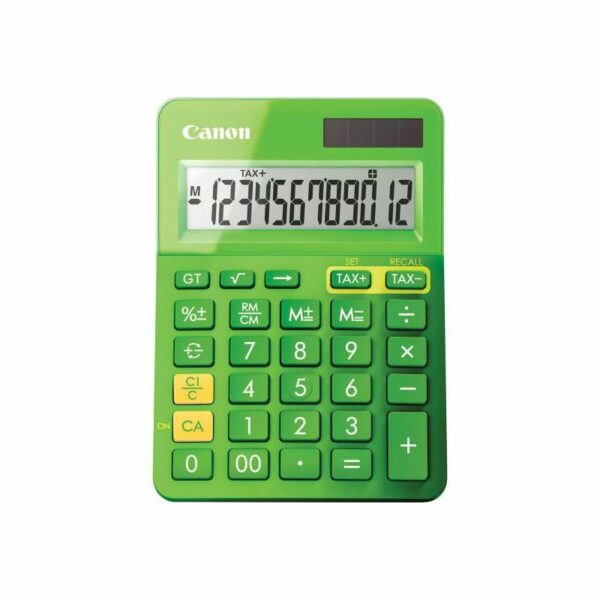 Calculator de birou CANON, LS-123K GR, ecran 12 digiti, alimentare baterie, display LCD, functie business, tax si conversie moneda, verde, „BE9490B002AA” (timbru verde 0.18 lei)