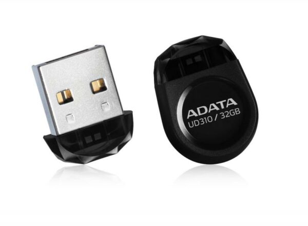 MEMORIE USB 2.0 ADATA 32 GB, cu capac | profil mic, carcasa plastic, negru, „AUD310-32G-RBK” (timbru verde 0.03 lei)