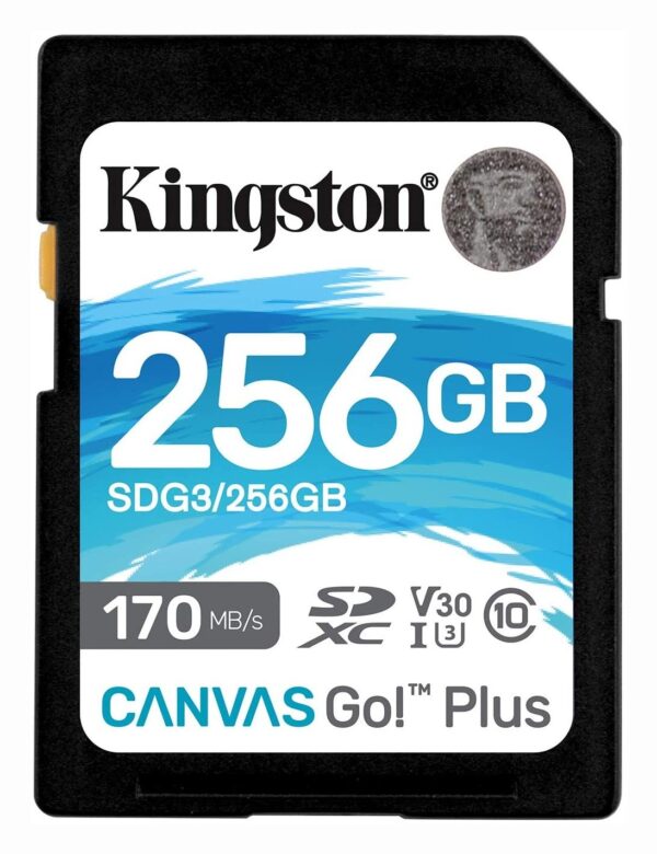 CARD SD KINGSTON, 256 GB, SD, clasa 10, standard UHS-I U3, „SDG3/256GB” (timbru verde 0.03 lei)