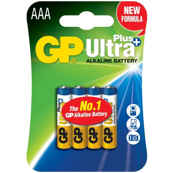 Baterie GP Batteries, Ultra+ Alcalina AAA (LR03) 1.5V alcalina, blister 4 buc. „GP24AUP-2UE4” „GPPCA24UP028” (timbru verde 0.32 lei)