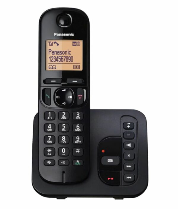 Telefon DECT, negru, 1,6″ LCD display, loudspeaker CLIP, display with backlight, phonebook capacity 50 numbers, speed dial, keypad lock, wallmountable, „KX-TGC220FXB” (timbru verde 0.8 lei)