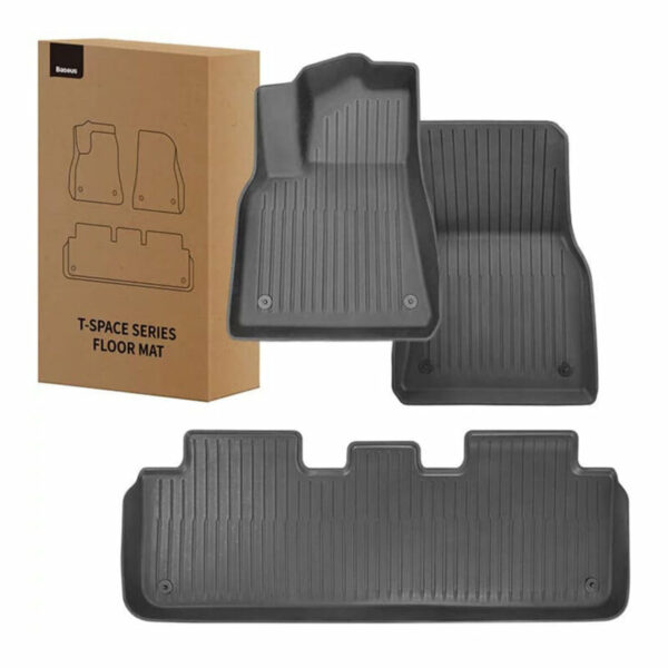 COVOR AUTO Baseus T-Space, set 3 bucati compatibil Tesla Model Y, realizat din TPE, negru „C20751300111-00” – 6932172634339