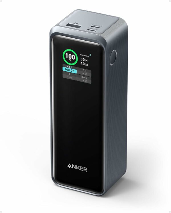 POWER BANK Anker „Prime” 27650 mAh, 250W PD 3.1, 1 x USB, 2 x USB-C, afisaj inteligent, 660 g, negru, „A1340011” (timbru verde 0.8 lei) –