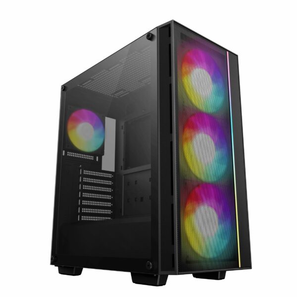 CARCASA DeepCool „MATREXX55”, middle tower,gaming, fara sursa,suporta 8xfan,4xfan inclus, USB 3.1 gen1 x 1, USB-C, audio+mic,7 sloturi expansiune,negru „R-MATREXX55-BCAGA4-G-4” (timbru verde 0.32lei)