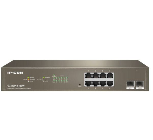 IP-COM 8GE+2SFP CLOUD POE MANAGED SWITCH „G3310P-8-150W” (timbru verde 2 lei)