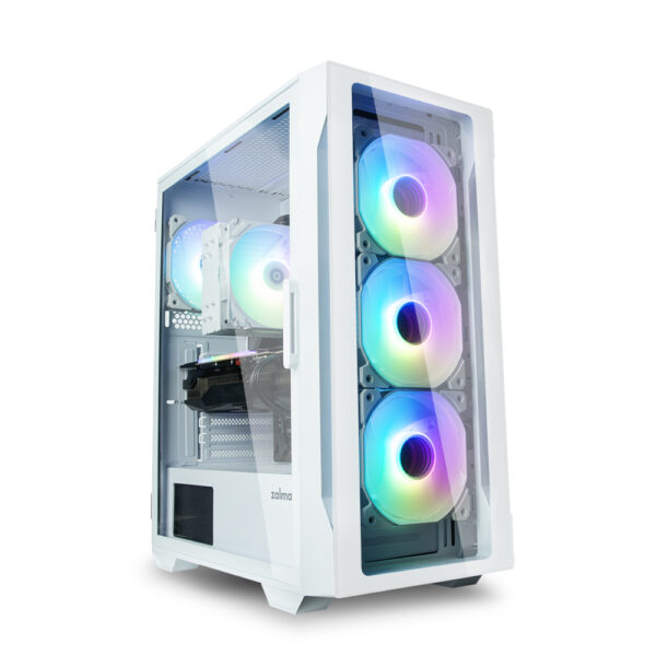 CARCASA Zalman „i3 Neo”, middle tower, gaming, fara sursa, suporta 8xfan, 4xfan inclus, , USB 3.1 gen1 x 2, USB 2.0 x 1, audio+mic, 7 sloturi expansiune, alb, „i3 NEO ARGB White” (timbru verde 0.32lei)