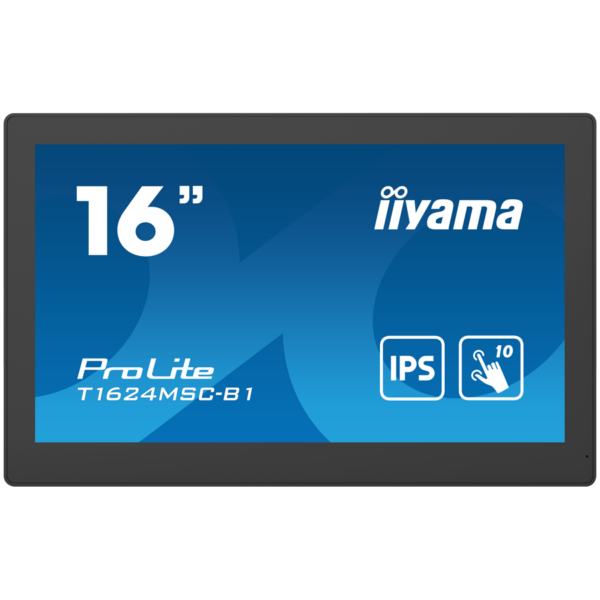 IIYAMA Monitor LED T1624MSC-B1 15.6″ Full HD PCAP 10pt touchscreen monitor with IPS panel technology, integrated media player and a hinged stand on the back „T1624MSC-B1” (timbru verde 7 lei)