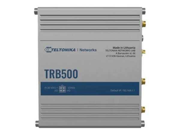 GATEWAY LTE Teltonika „TRB500”, 1 x WAN port 10/100/1000 Mbps, 5G Sub-6Ghz 2.1/3.3 Gbps, 4G LTE Cat 20 pana la 2Gbps, 3G 42 Mbps „TRB500000000” (timbru verde 0.8 lei)