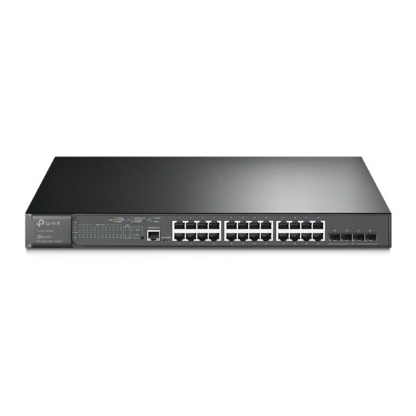 Switch TP-Link cu management L2, 24 Porturi Gigabit POE+, 4xxxx Gigabit SFP Slots, 1xxxx RJ45 Console Port, 1xxxx Micro-USB Console Port „SG3428MP” (timbru verde 2 lei)