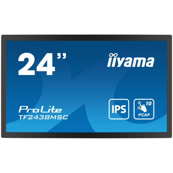 IIYAMA Monitor LED TF2438MSC-B1 TOUCH 23.8″ 10pt Optical Bonded PCAP Open Frame 1920 x 1080 600cd 1000:1 5ms bonded PCAP HDMI DP USB landscape, portrait, face-up „TF2438MSC-B1” (timbru verde 7 lei)